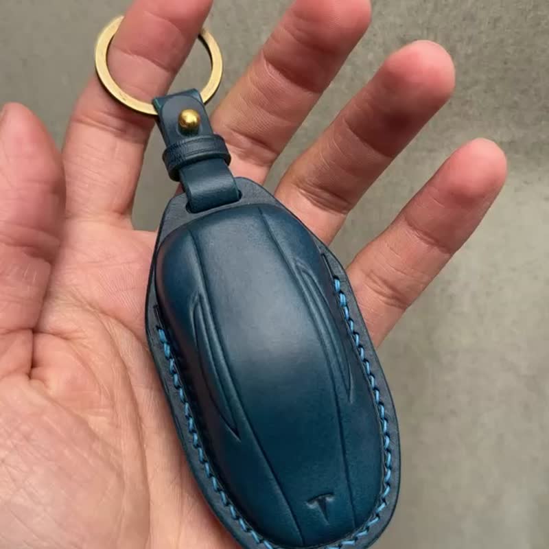 特斯拉 Buttero 钥匙皮套  Tesla ModelX ModelS Model3 ModelY - 钥匙链/钥匙包 - 真皮 黑色