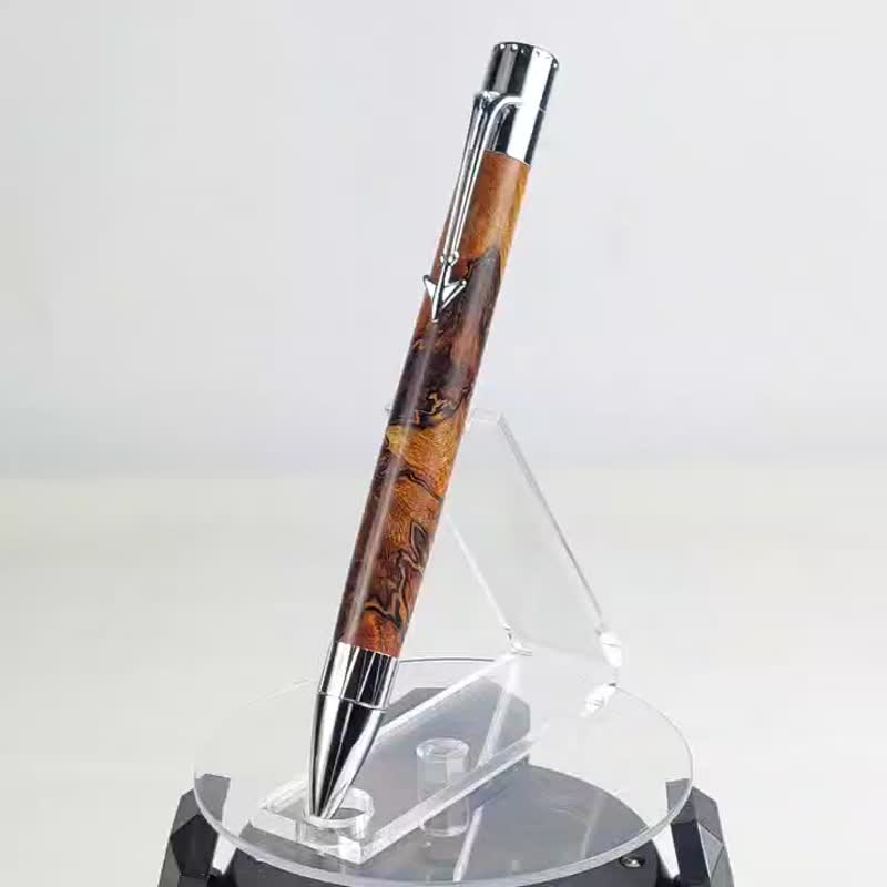 渍纹木飞机旋转原子笔/手工原子笔/KOBE手工笔 - 圆珠笔/中性笔 - 木头 橘色