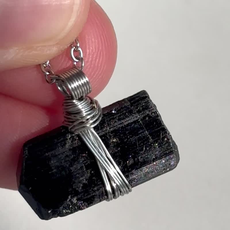 -浑天而成- 天然原石 - 黑碧玺 Black Tourmaline 项链 - 颈链 - 水晶 黑色