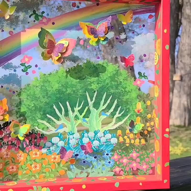 [仅一件/二日亭散铺]透明艺术，阴影画，室内花痴和蝴蝶，物体，绘画，红 - 海报/装饰画/版画 - 压克力 红色