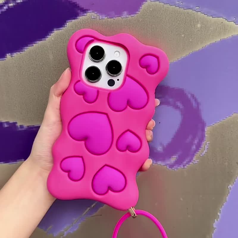 【Candies】iPhone 15 系列 - Happy & Free爱心手机壳 绿 圣诞礼 - 手机壳/手机套 - 硅胶 绿色