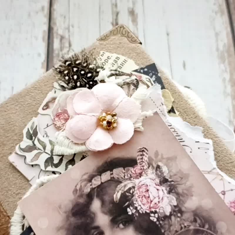 美丽的婚礼花束日记 手工制作的玫瑰笔记本 花边浪漫日记 - 笔记本/手帐 - 纸 粉红色