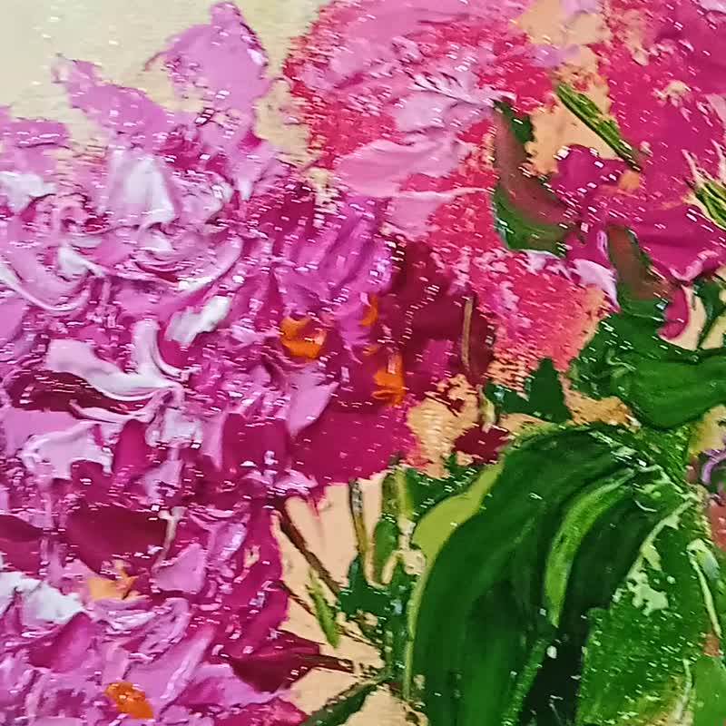 绣球花原创艺术花卉画绣球花墙艺术15*20cm - 海报/装饰画/版画 - 其他材质 粉红色