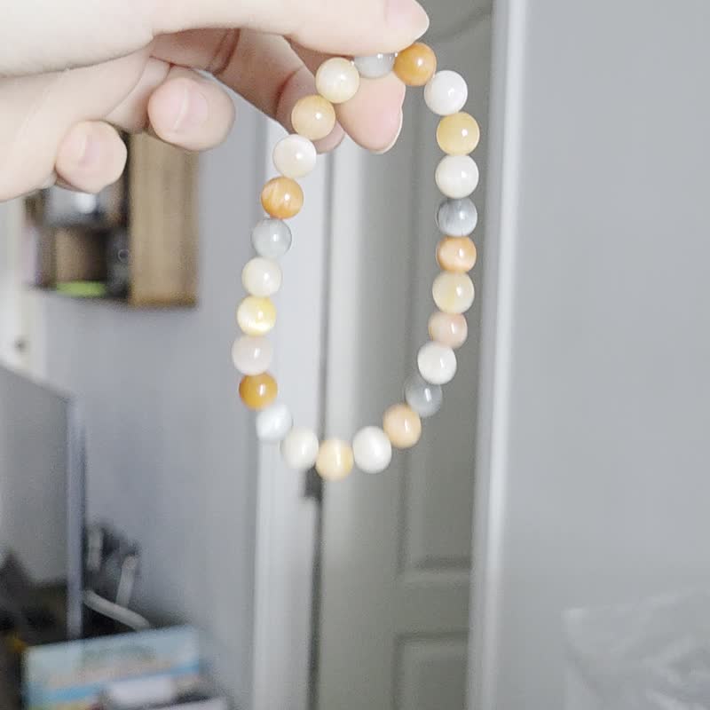 精品 猫眼顺发稀有绿兔毛彩兔毛 兔毛水晶 8mm 水晶手链 - 手链/手环 - 水晶 多色