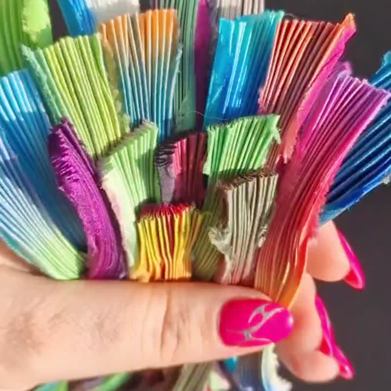 MIX10-20ps 1-2yd 纯丝织带手工天然丝褶皱布料 - 编织/刺绣/羊毛毡/裁缝 - 丝．绢 多色