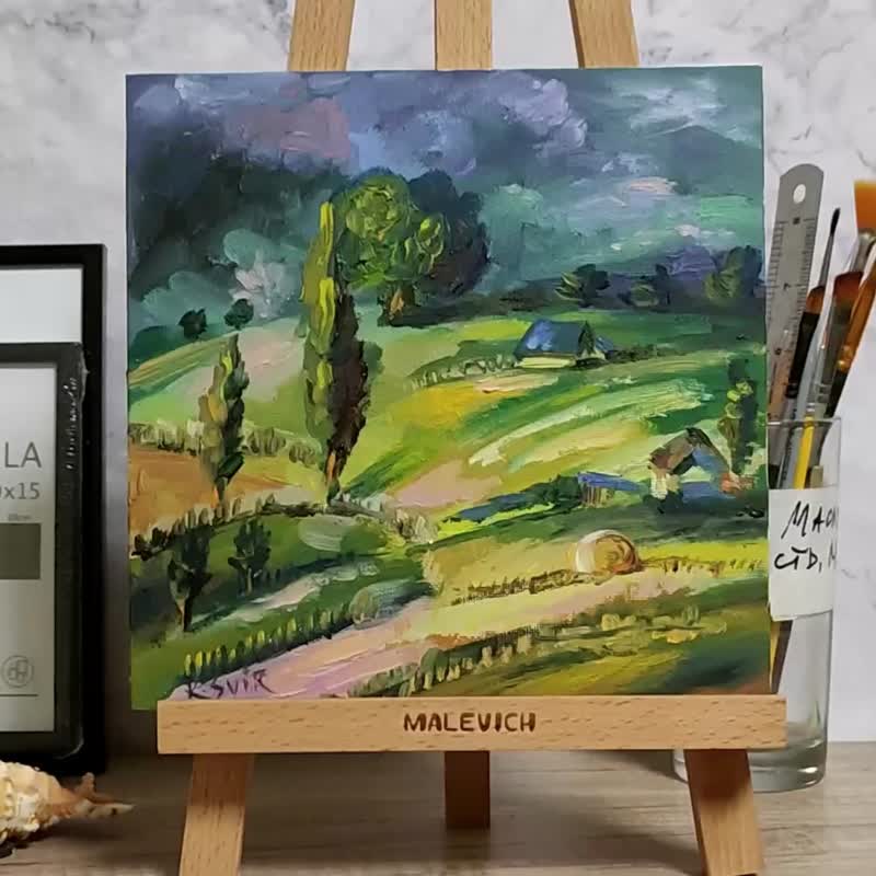 Tuscany Painting Field Original Art Landscape Painting Italy Small Artwork - 海报/装饰画/版画 - 其他材质 多色