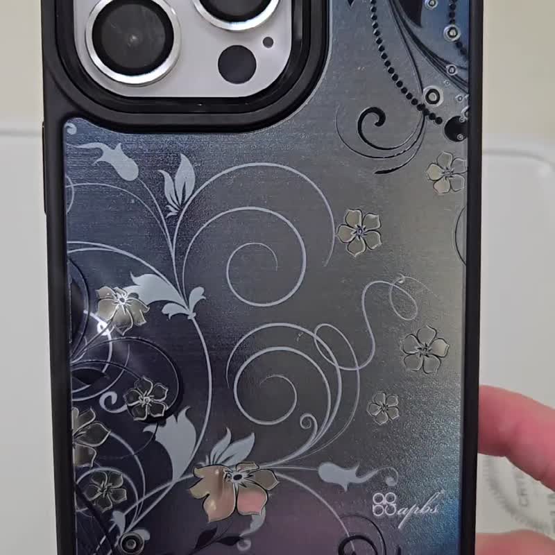 iPhone 15系列 军规防摔合金框磁吸镜面手机壳-宝蓝虎纹-黑框 - 手机壳/手机套 - 其他材质 多色