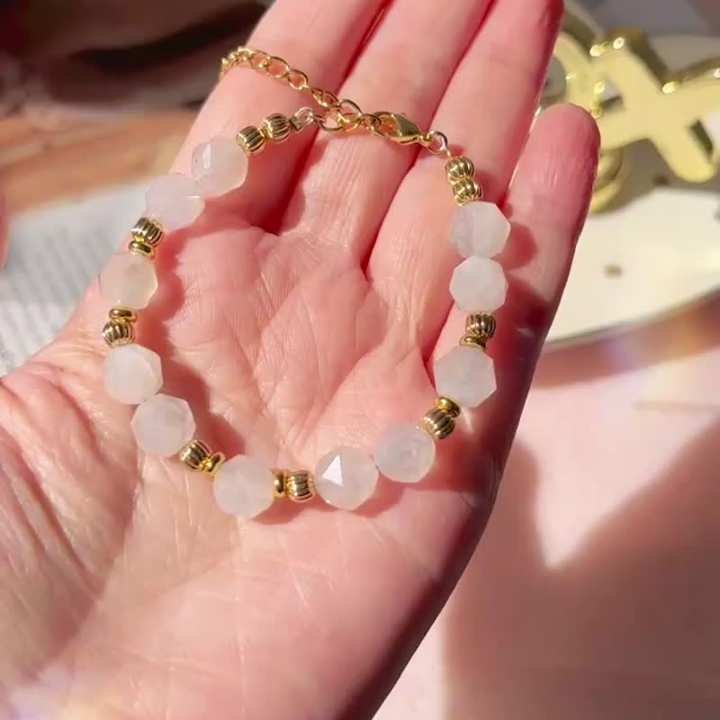 恋人之石 Starcut 水晶 月亮石 爱情运 星钻 水晶 手链 手链 手 - 手链/手环 - 水晶 白色