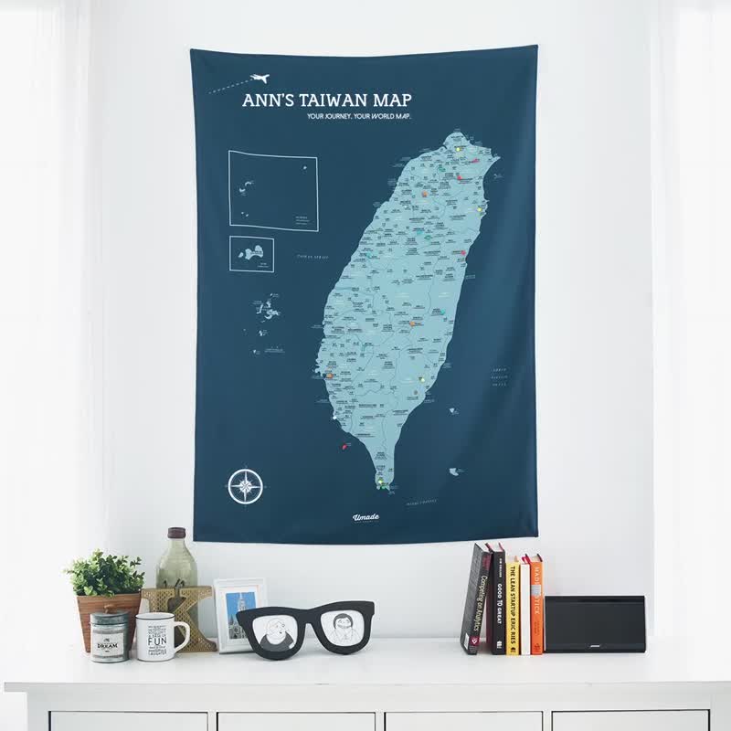 台湾地图 - 专属订制台湾木框海报 - 夜幕黑 (定制化礼物) 生日礼物 - 海报/装饰画/版画 - 纸 黑色