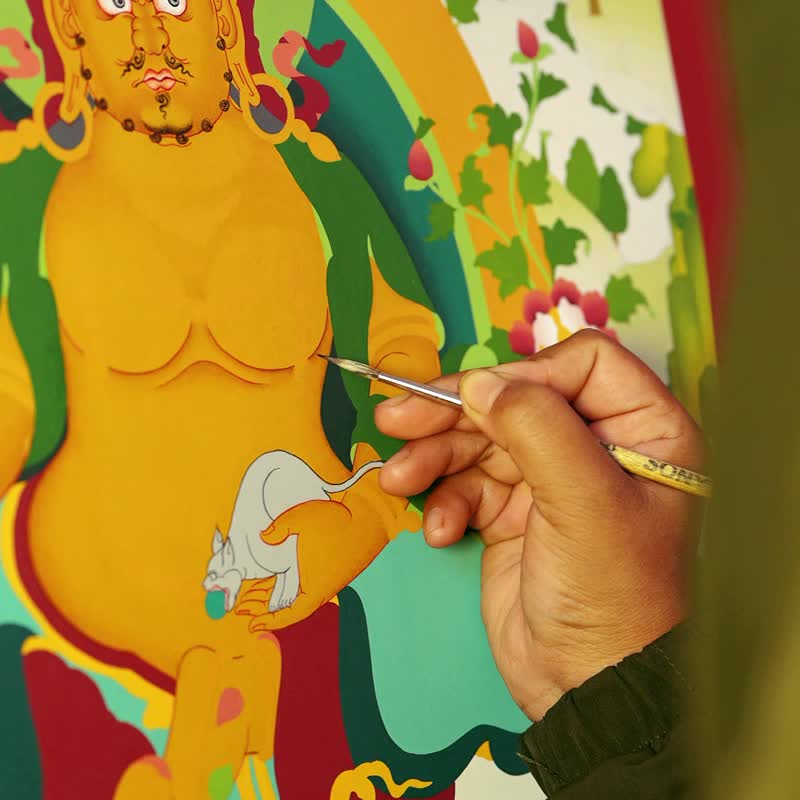 藏巴拉咒语曼陀拉——繁荣与财富的手工唐卡 - 墙贴/壁贴 - 其他材质 多色