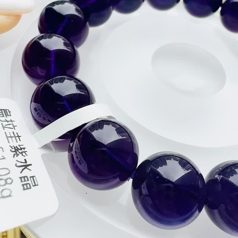 小精品浓色乌拉圭紫水晶 13mm51.08g 着名智慧之石贵人缘广结人缘 - 手链/手环 - 水晶 紫色
