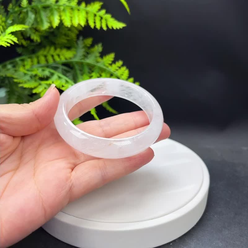 白色幽灵水晶手镯 58MM 冰透星光闪片水晶手环 净化心灵 平衡能量 - 手链/手环 - 水晶 白色