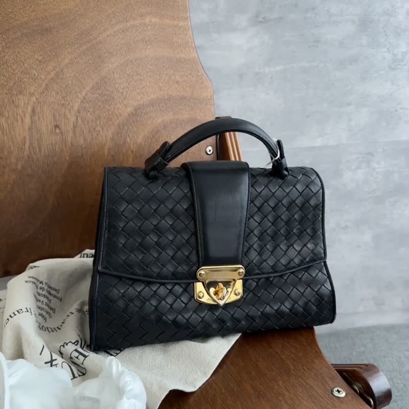 Bottega Veneta 编织羊皮手提包 - 侧背包/斜挎包 - 真皮 黑色