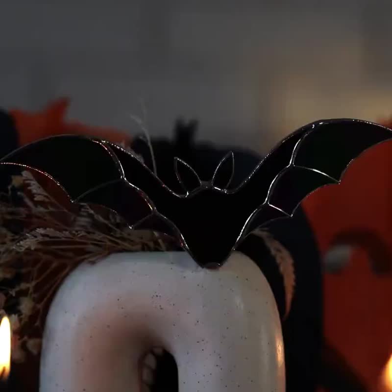 彩绘玻璃蝙蝠捕阳器 可爱花盆装饰 小花盆装饰 送给她的礼物 - 植栽/盆栽 - 玻璃 多色