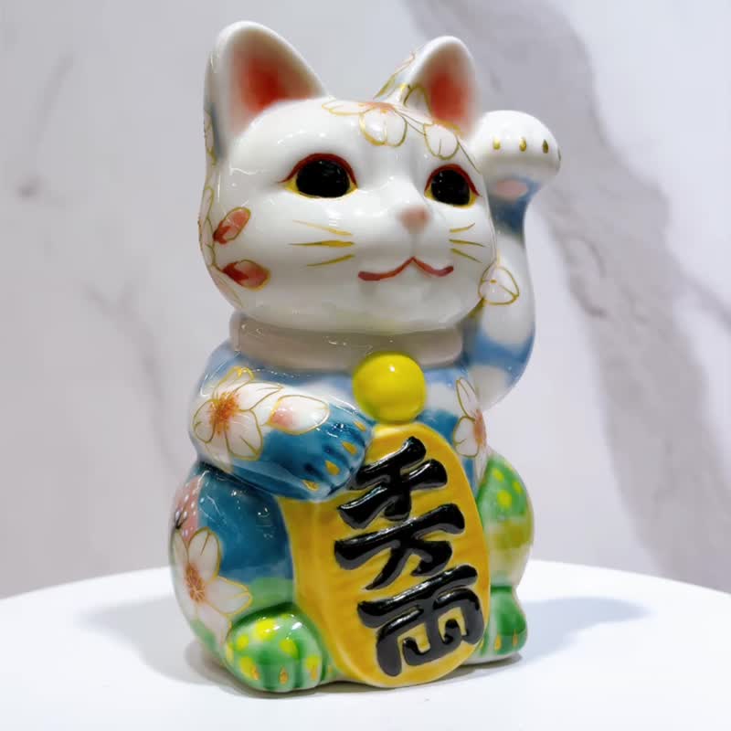 【樱映晴空】日本清水烧招财猫 | 左春野 - 摆饰 - 瓷 白色