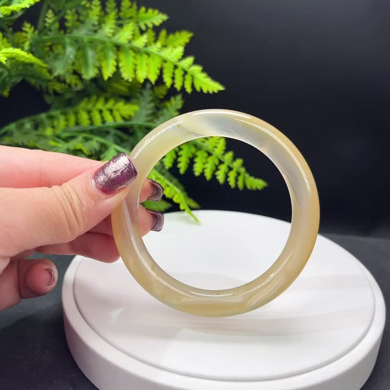 精品 浅蜂蜜糖色玛瑙手镯 58MM 冰润千层天眼玉髓手环 财富繁荣 - 手链/手环 - 半宝石 