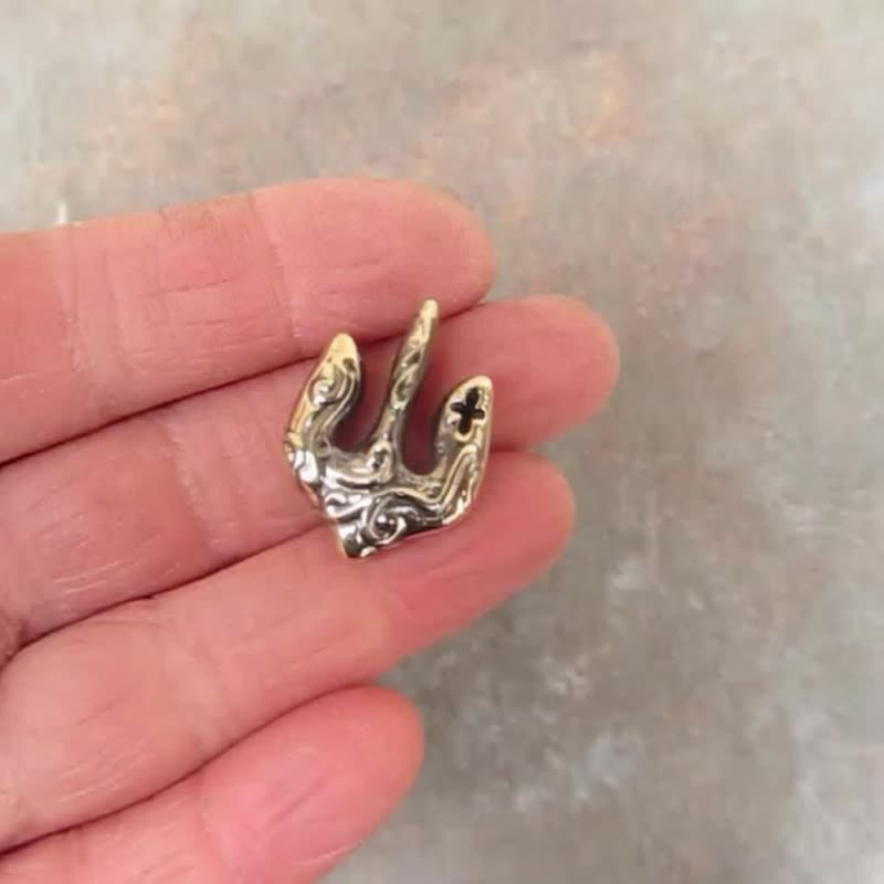 乌克兰黄铜三叉戟项链坠饰, 乌克兰国徽三叉戟, 黄铜三叉戟男士 - 项链 - 铜/黄铜 金色