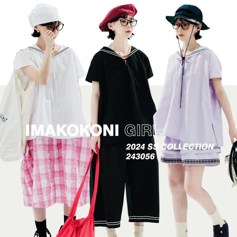 紫色夏季纯棉海军领短袖上衣 - 女装衬衫 - 棉．麻 紫色