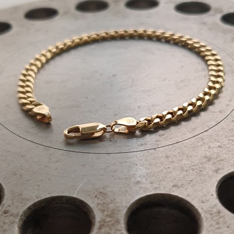 18K金 时尚 古巴链 手链 古巴项链 18K黄K金/1cm - 手链/手环 - 贵金属 金色