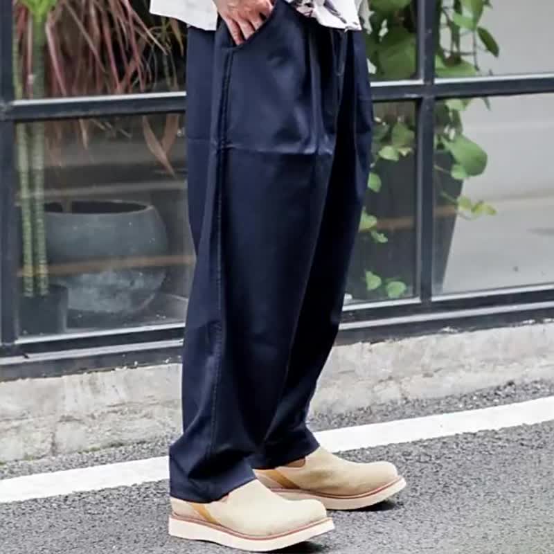 复古垂感面料 宽松阔腿休闲长裤 直筒抗皱西裤 - 中性裤装 - 其他材质 卡其色
