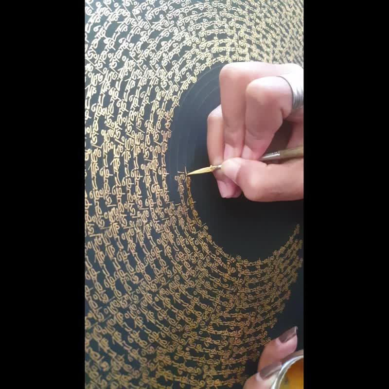 银色 Kalachakra 曼陀罗唐卡——以银色细节呈现的神圣时间之轮 - 墙贴/壁贴 - 其他材质 多色
