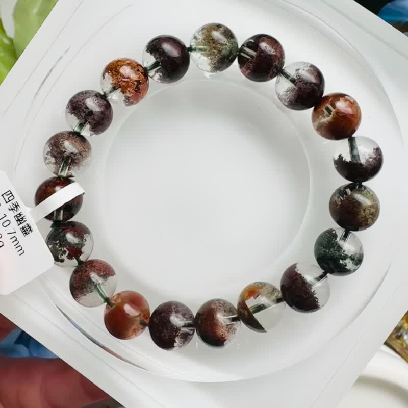 精品浓艳玻璃净体四季彩幽灵半盆10.2-10.7mm31.22g聚财富事业运 - 手链/手环 - 水晶 多色