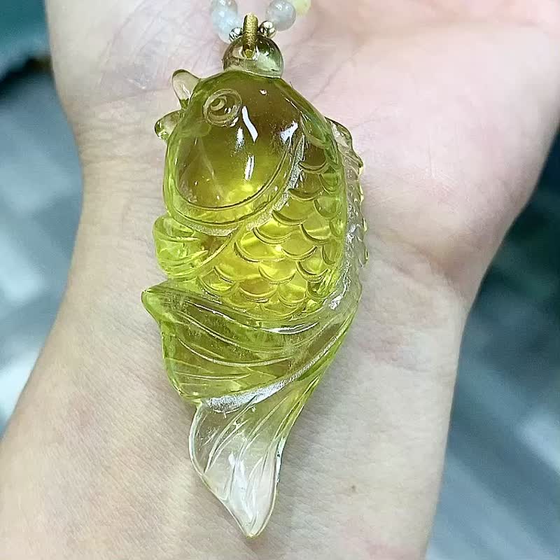 天然巴西黄水晶年年有鱼吊坠富贵有余佩戴者顺顺利利保平安 - 吊饰 - 水晶 