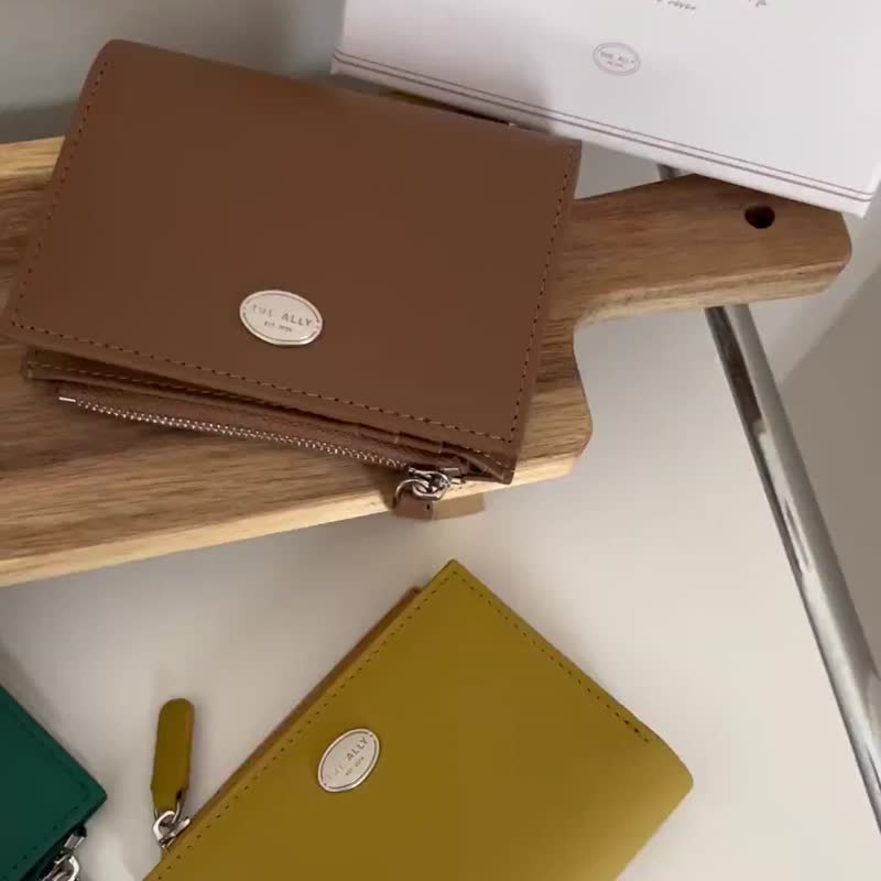 韩国The Ally | SALLY MEDIUM WALLET| 4色 | 钱包散子 - 皮夹/钱包 - 真皮 咖啡色