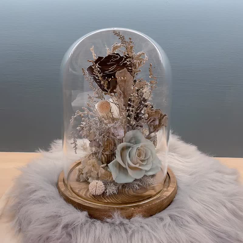 【春暖花巷】订制款永生花礼大玻璃钟罩 - 干燥花/捧花 - 植物．花 多色