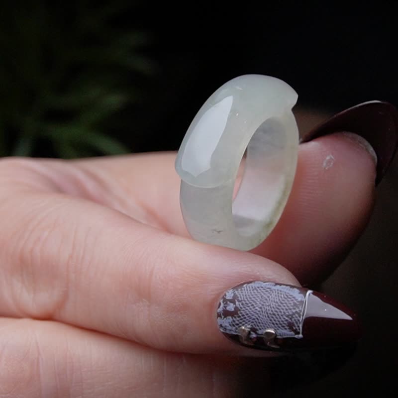 冰种翡翠马鞍戒指戒圈 | 国际12围 | 天然缅甸玉翡翠A货 | 送礼 - 戒指 - 玉石 透明