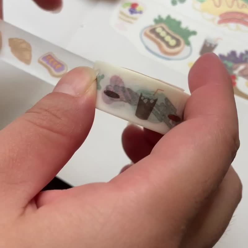 什么都有食物的和纸胶带 │手帐贴纸(1.5cm*5m) - 贴纸 - 纸 橘色