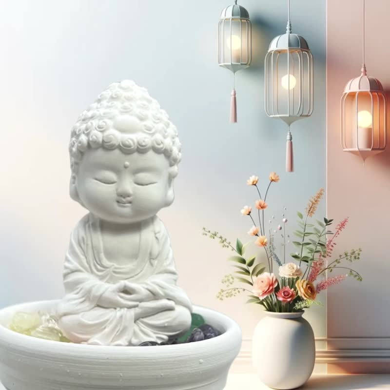 水晶扩香 开运五行水晶矿石扩香之培德小盘水晶套组 开运能量水晶 - 香薰/精油/线香 - 水泥 白色