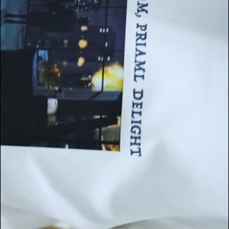 DAKYAM 信仰大厦崩塌烟火印花圆领纯棉短袖T恤 - 男装上衣/T 恤 - 棉．麻 