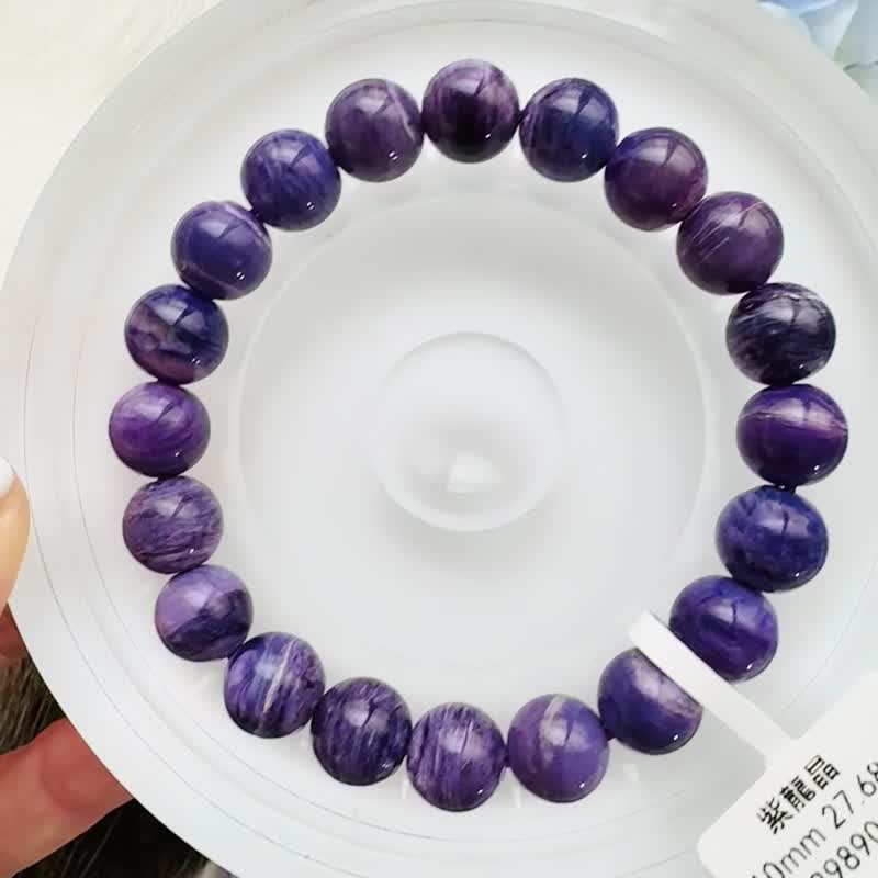 小精品浓色紫龙晶 10mm27.68g 提高灵性磁场正能量消负能量影响 - 手链/手环 - 水晶 紫色