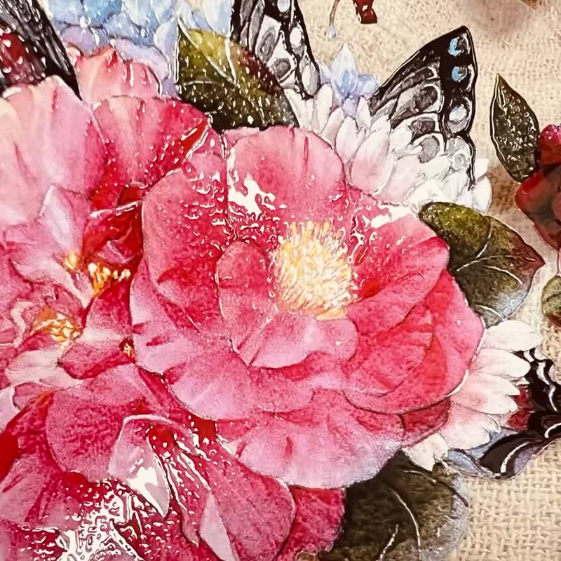 茶红花蝴蝶 - 纸胶带 - 塑料 多色