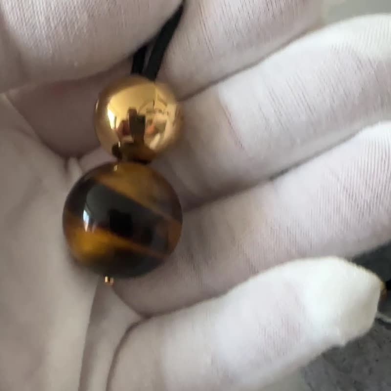 虎目金瞳 | 20mm虎眼石闪电纹巅峰高品质项链 - 项链 - 水晶 咖啡色