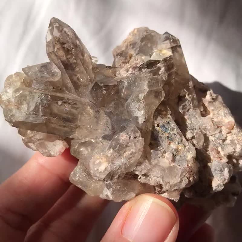 巴西幽灵簇 白水晶簇 茶晶簇 白幽灵 水晶 摆设 连座 phantom - 摆饰 - 水晶 透明