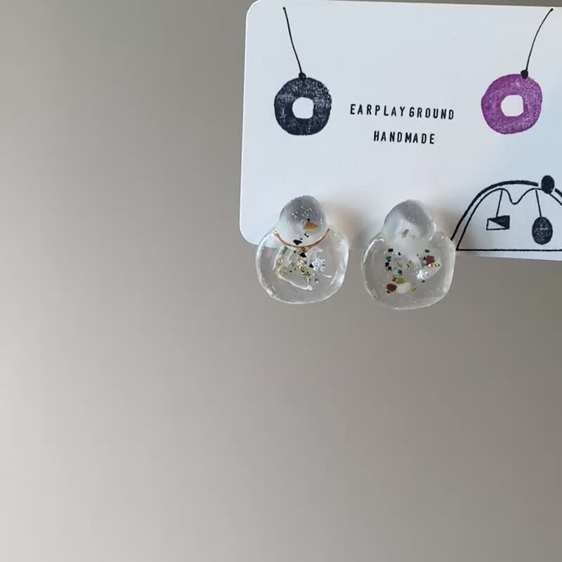 藏不住的光 • 圆三角 -耳钉款 - 耳环/耳夹 - 树脂 透明