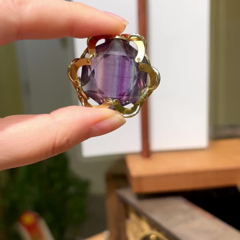 一图一物 萤石 大卫星项链 曼陀罗 几何 颈链 圣诞礼物 - 项链 - 其他金属 金色