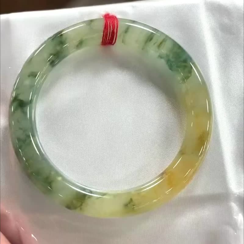 冰种翡翠天然翡翠玉镯A玉手镯 玉鈪 • 冰种向日葵翡翠圆镯 - 手链/手环 - 玉石 黄色