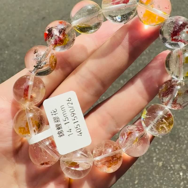 精品爆闪彩虹锦鲤胶花水晶14-15mm60g富贵吉祥镇宅辟邪挡煞 - 手链/手环 - 水晶 多色
