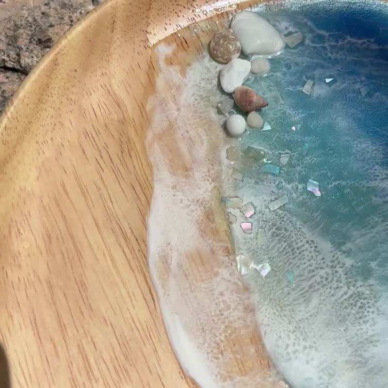 【现货】神秘深海海洋海浪圆木盘 - 摆饰 - 树脂 