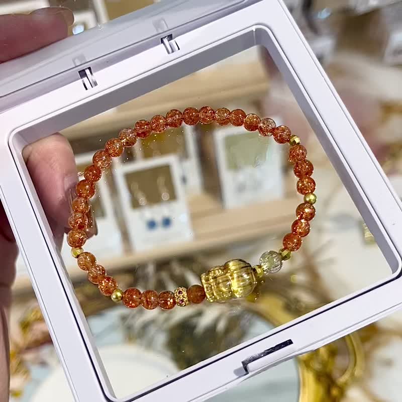 厚丝板钛金钛晶貔貅招财进宝金太阳设计款手链主招财聚财正能量 - 手链/手环 - 水晶 