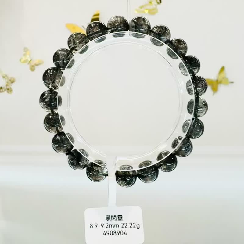 小精品赫基蒙黑武士黑闪灵8.9-9.2mm22.22g不受噩梦扰侵净化七轮 - 手链/手环 - 水晶 黑色