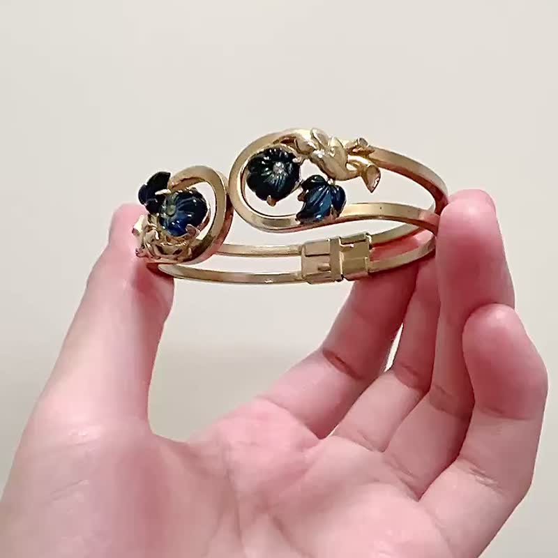 古典淡金花绘手镯 - 手链/手环 - 其他金属 蓝色