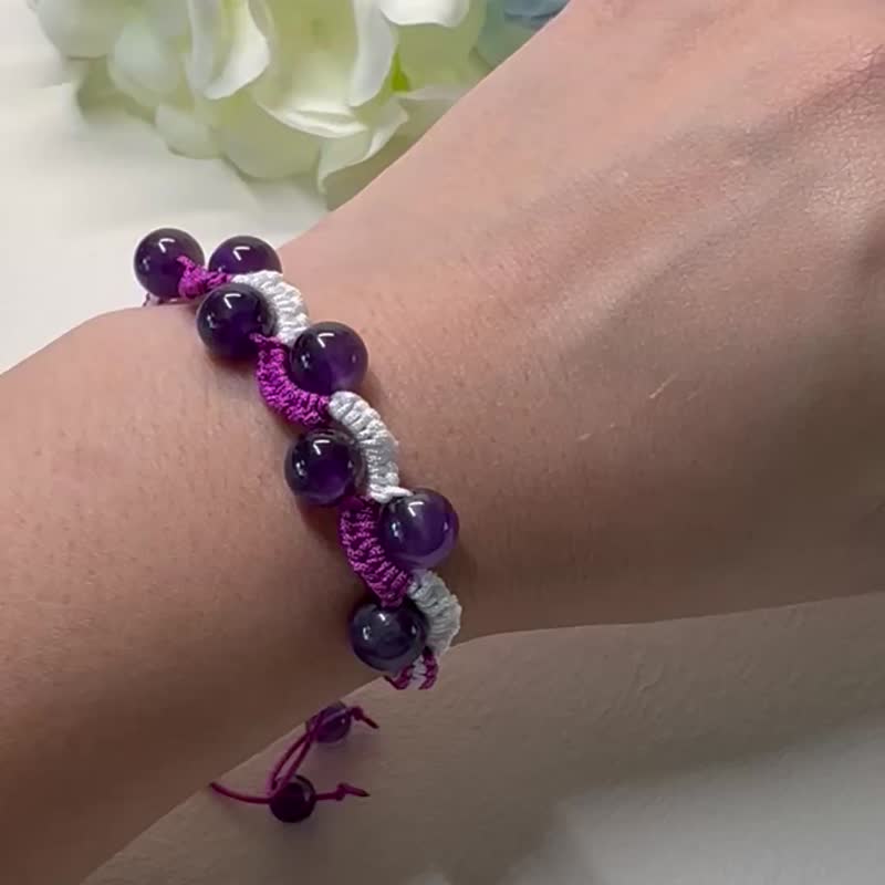 紫水晶 Amethyst 绳结手链 - 手链/手环 - 水晶 