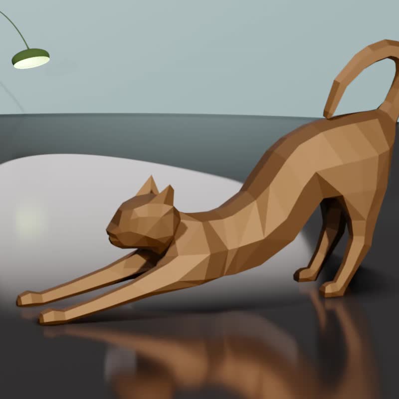 The paper cat, low poly object, 3d decor, origami - 图文模板设计 - 其他材质 