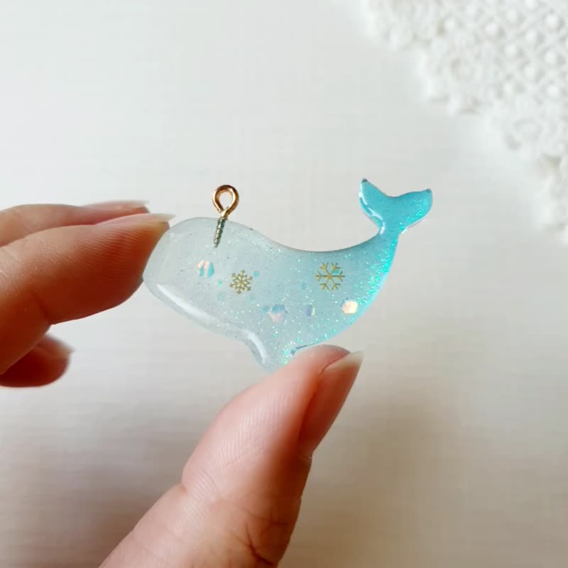 共5款 钥匙圈 吊饰 鲸鱼 海洋 海 雪 樱花 贝壳 礼物 手作 疗愈 - 钥匙链/钥匙包 - 树脂 绿色