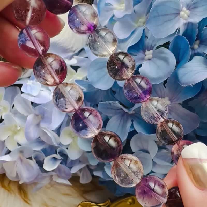 小精品玻璃体清透料彩超七水晶 10.6-11.3mm36.72g 三轮骨干水晶 - 手链/手环 - 水晶 多色
